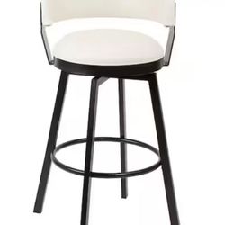 Set of (3) Upholstered Swivel Ivory Bar Chairs (comes with Removable Covers)