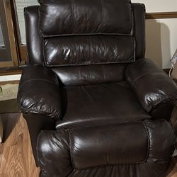 Brown leather electric reclining chair