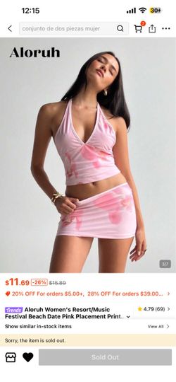 Shein Pink Halter Top and Mini Skirt Set
