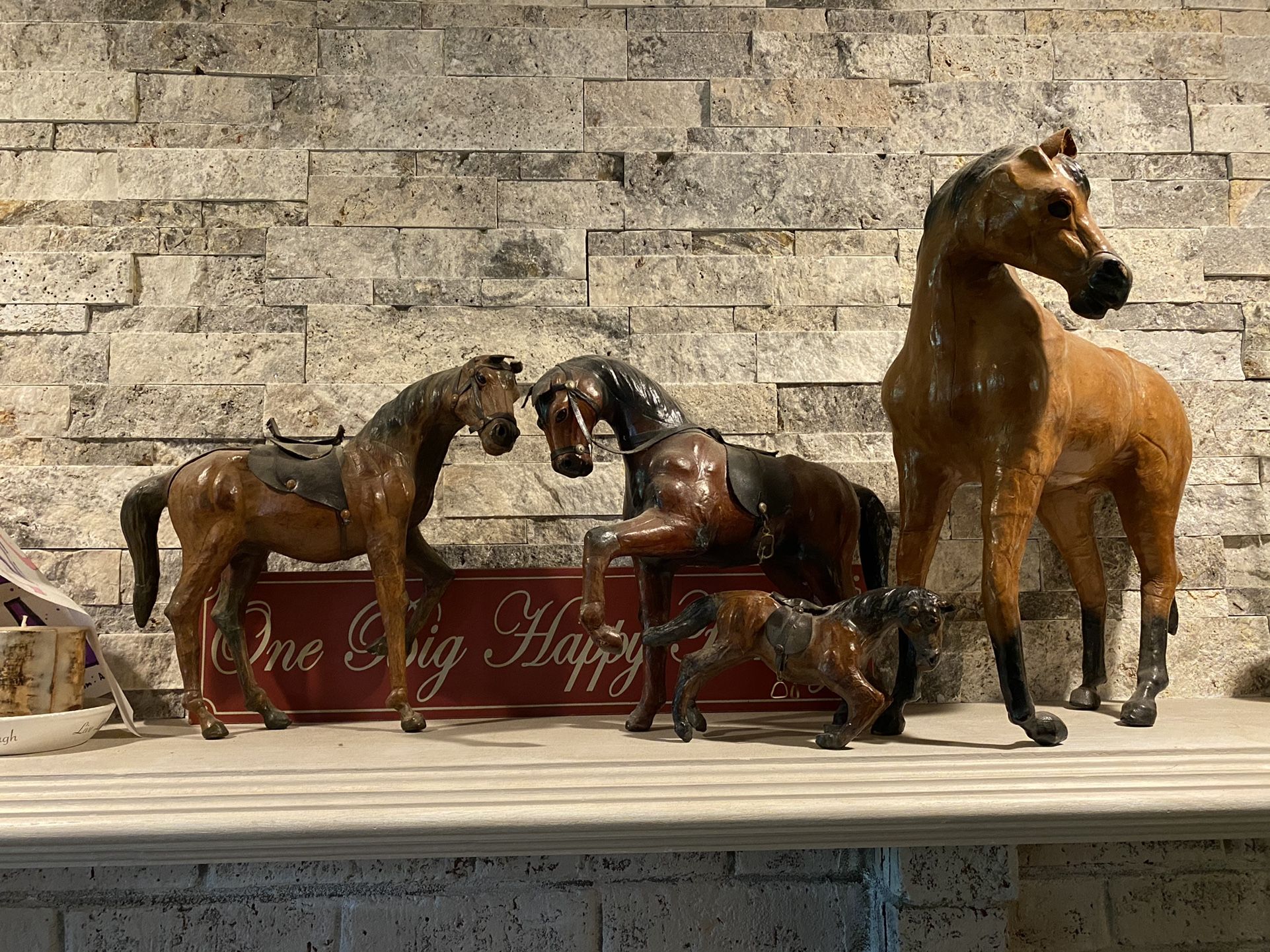 4 Leather Horses