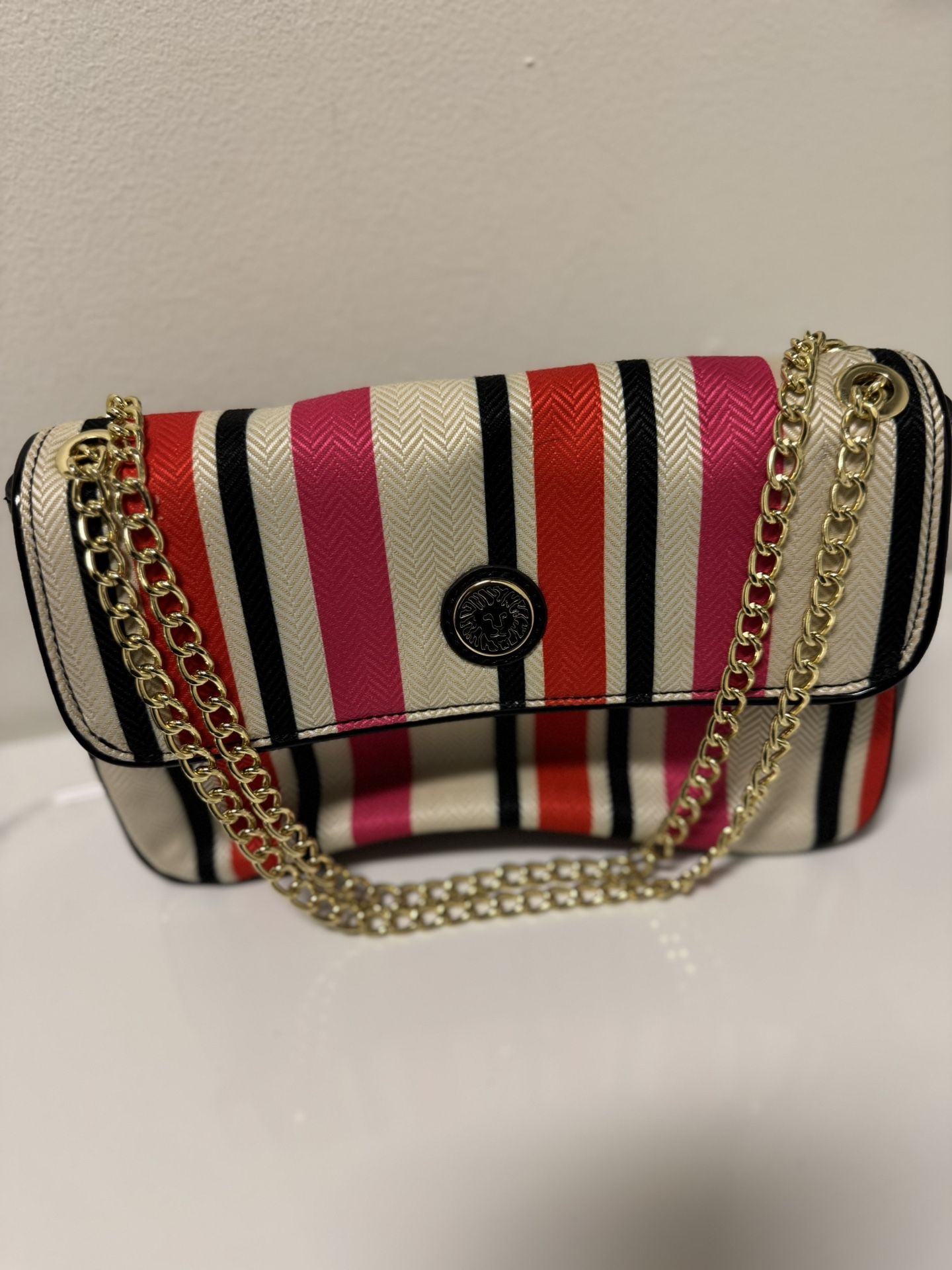 Striped Multi Color Chain Shoulder Bag