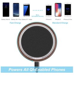 Wood Standard Qi Wireless Charger for iPhone X iPhone 8/8 Plus Galaxy S9/S9 Plus, 10W Fast Charge Wireless Charging Pad for Galaxy Note 8/5 S8/S8 Plu