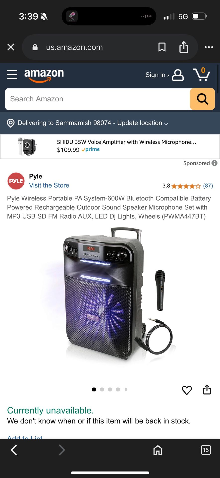 Pyle PRO Portable wireless Karaoke Speaker system