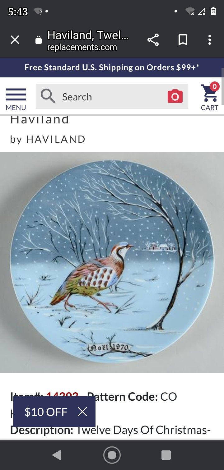 Vintage Haviland Limoges 12 Days Of Christmas Plates 1-6