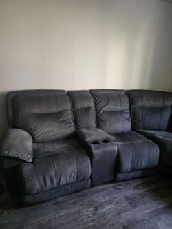 Gray Fabric Reclining Sectional Sofa