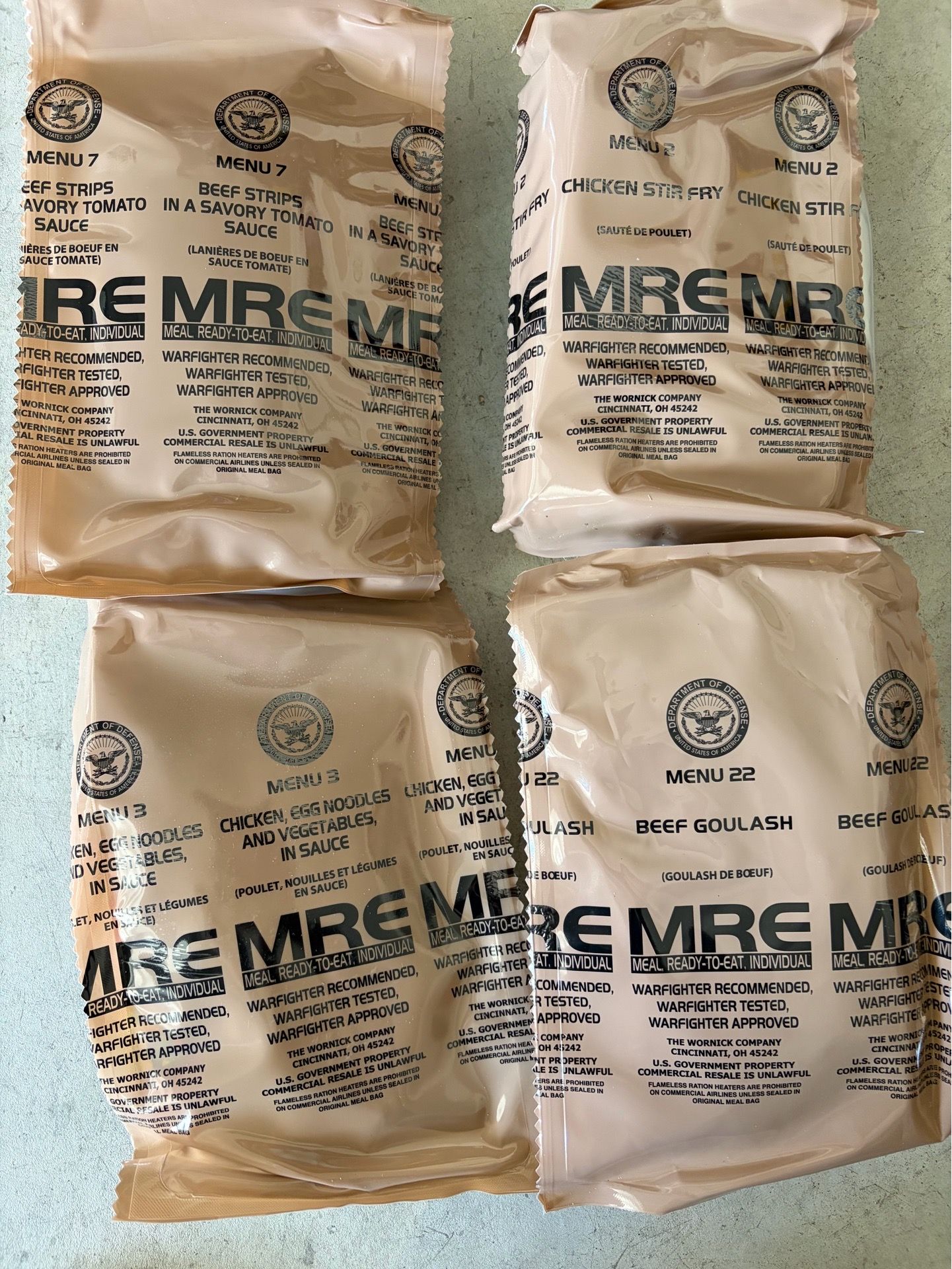 MREs military meals