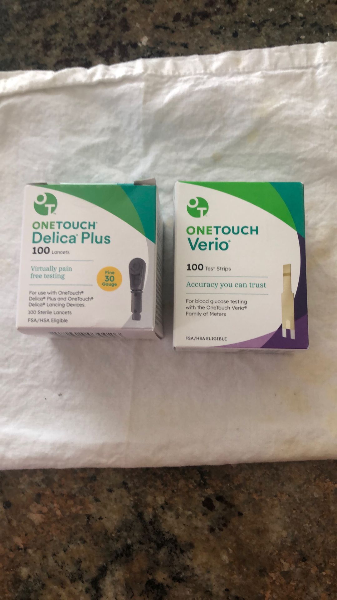 One Touch Verio 100 Test Strips Box + 100 Lancets