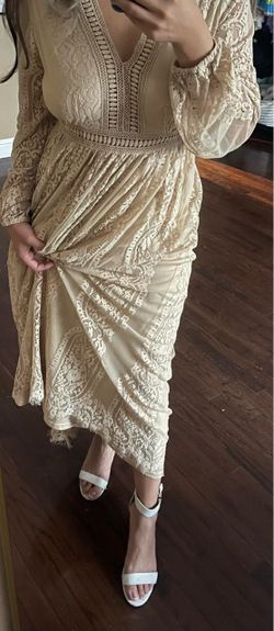 Cream Lace Boho Midi Dress