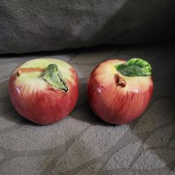 Vintage Ceramic Apple Salt and Pepper Shakers Set