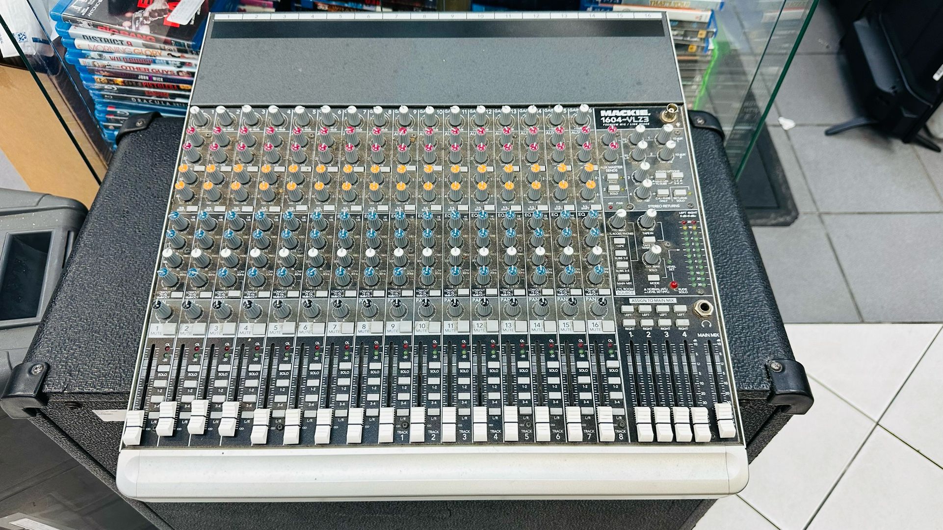 a Mackie 1642-VLZ3 16 Channel Mixing Console