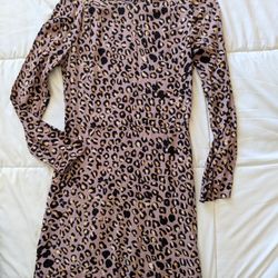 New Women's H &M Purple Leopard Long Sleeve Dress Size 4 Pretty!