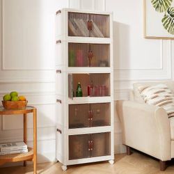 5-Tier Plastic Storage Cabinet with Doors