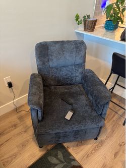 Power Recliner Chair — Dark Grey Chenille (Compact Size)
