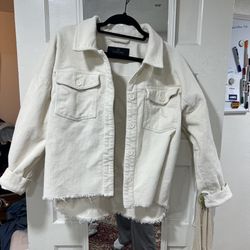 Women’s White Corduroy M Jacket 