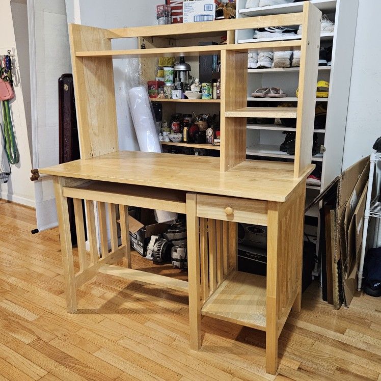 IKEA Wooden 46x24x56" Large Computer Work Desk with Top Shelf Storage