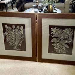 Two Large Tom’s Price Flower Silhouette Gold Framed Prints