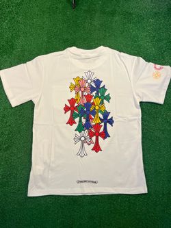 White multicolor chrome hearts tee