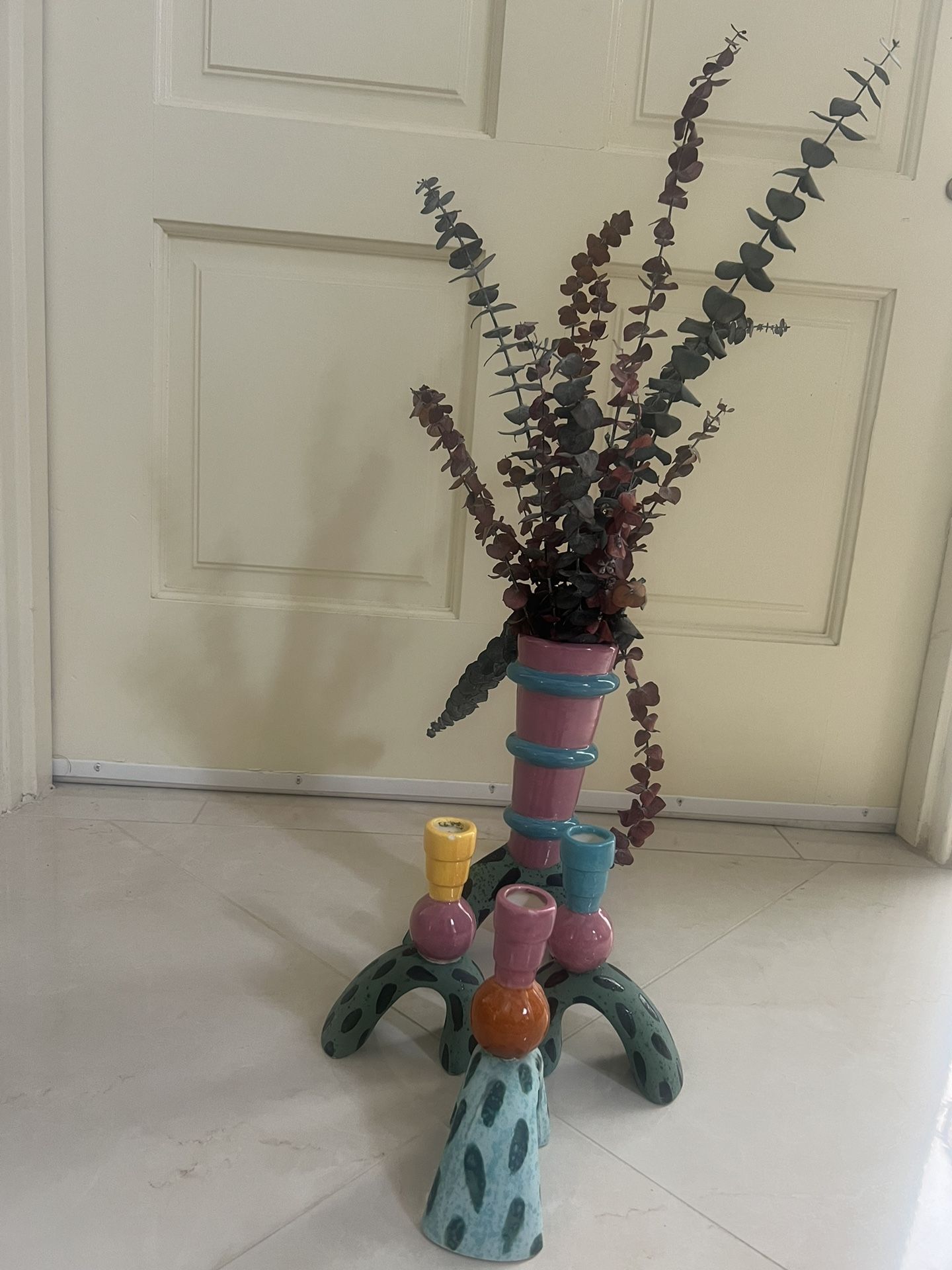 One of a Kind  Designer/Artistic Vase and Candle Stick Holders