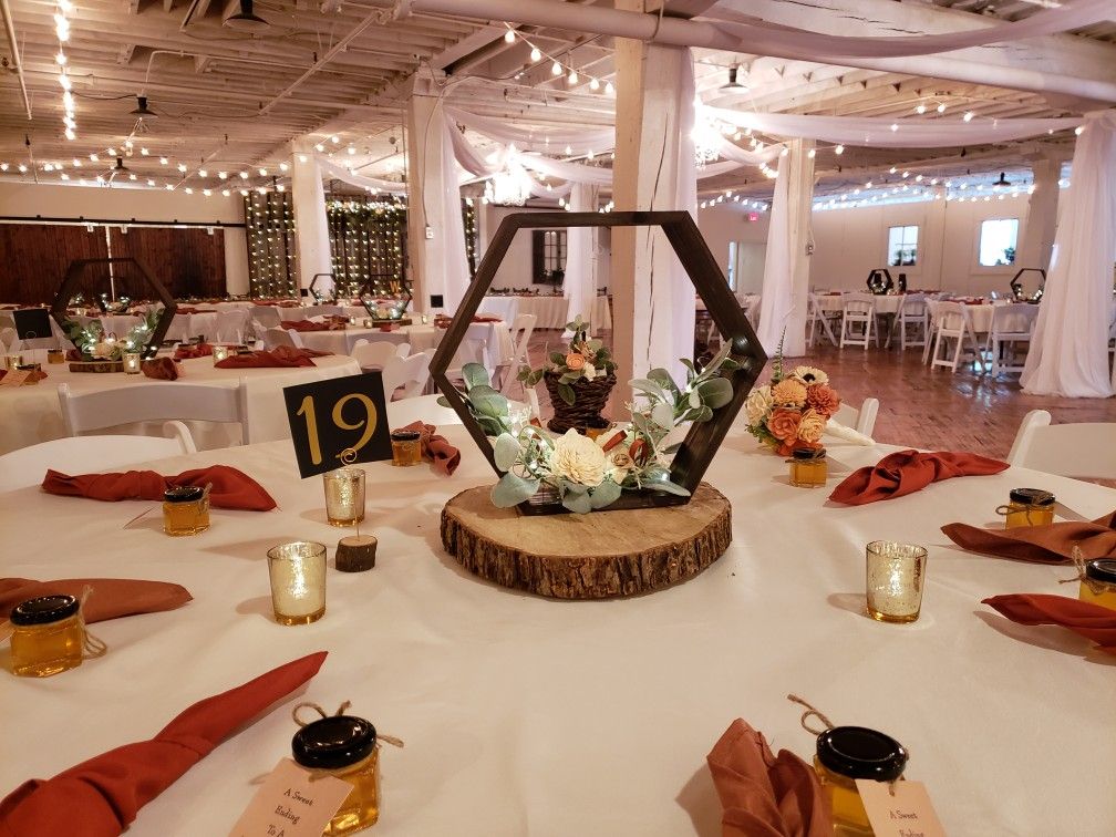 Wood Hexagon Floral Arrangements