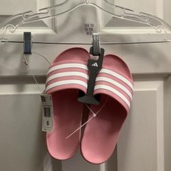 New! Adidas brand Adilette Aqua K pink slides