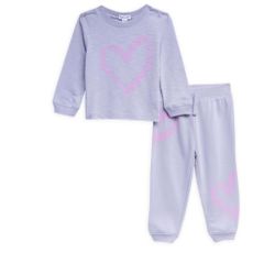 NWT SPLENDID Girl's 2 Piece Graffiti Heart Sweatshirt & Joggers Set Size 4 $52