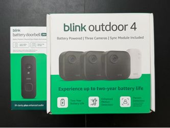 Blink Outdoor 4 3 camera system with Battery Doorbell 2k (Newest Model)