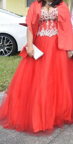 Juliet Red, Silver, Pearl, Strapless Cinderella Dress (Scarf Optional)