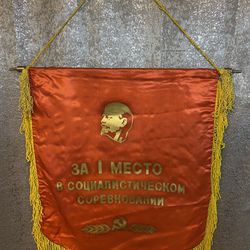 USSR Banner “For 1st Place In Socialist Competitions”Soviet flag , Old Red flag Ussr