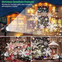 Christmas Snowflake Projector Lights,Indoor Outdoor Waterproof LED Snowfall Projection Lamp for Christmas Theme Party, Holiday, Halloween, Home Birthd
