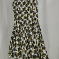 Closet Yellow Leaves Pattern Dress Sleeve less 