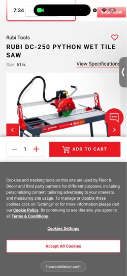 Wet tile saw