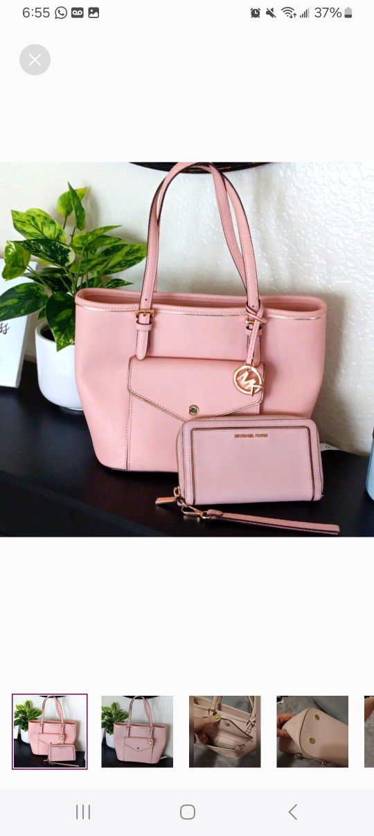 Michael Kors Blush Pink Bag And Matching Wallet
