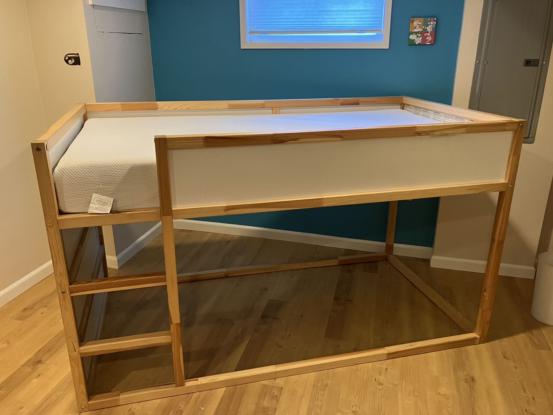 IKEA Kids Loft Bed With Mattress And Matching Desk