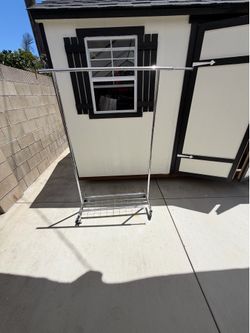 2 Heavy-Duty Rolling Clothes Rack with Shelf