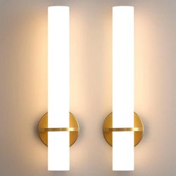 Brushed Gold LED Wall Sconces (Set of 2)