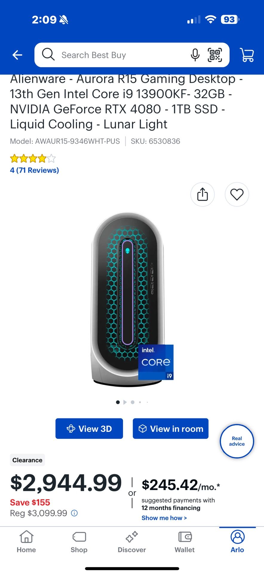 Alienware - Aurora R15 Gaming Desktop - 13th Gen Intel Core i9 13900KF- 32GB - NVIDIA GeForce RTX 4080