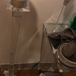 2 Tall Clear Candle Holders 27.5”