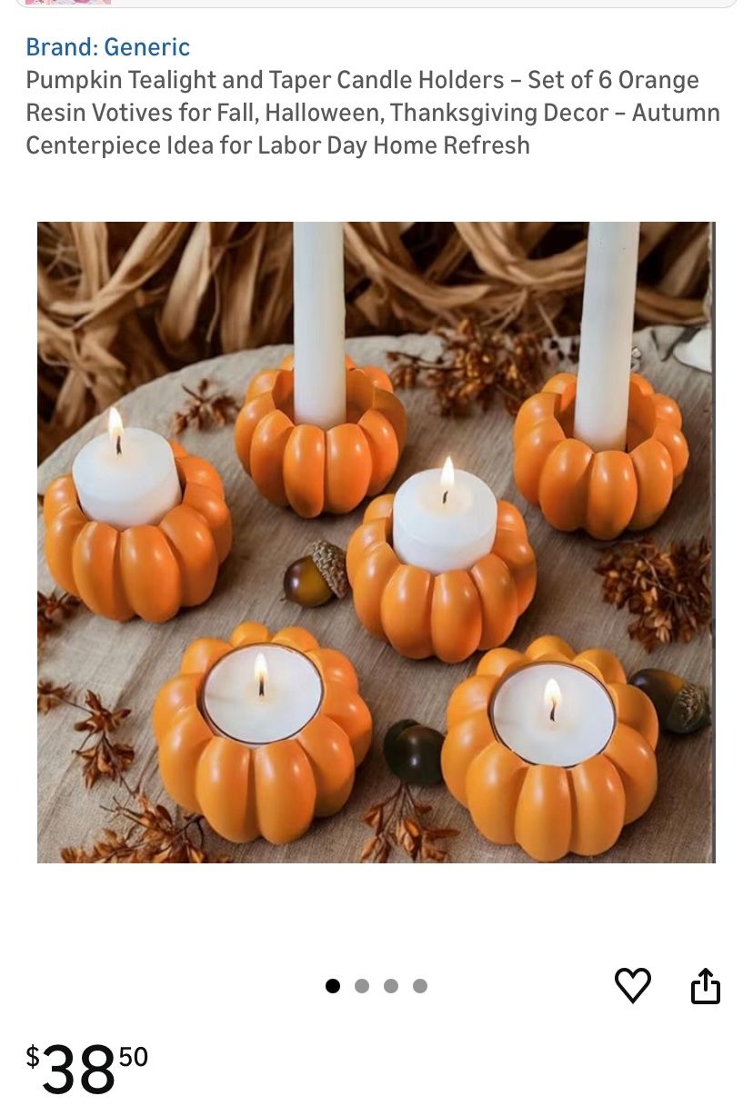 New Pumpkin Candle Holders For Tapers Or Tealights
