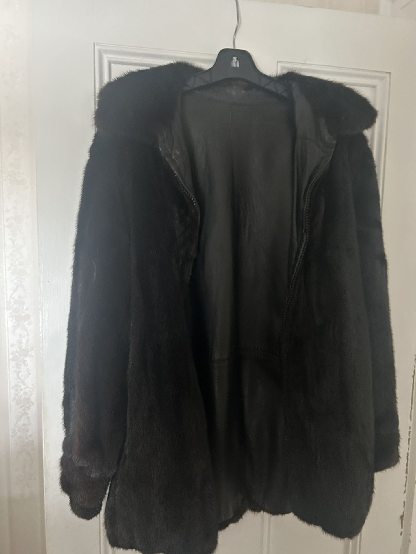 Real Mink Coat . Reversible Inner Is Leather Look