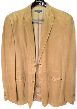 John Varvatos Suede Blazer Sport Coat Jacket Mens Brown Tan Goat Suede Size 58