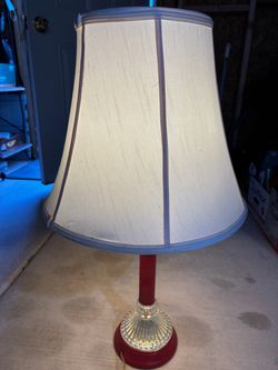 Table Lamp with Glass Base and Fabric Shade