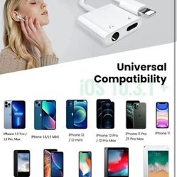 Lightning to 3.5mm Headphones Jack Adapter for iPhone Dongle 2 in 1 Charger and Aux Audio Splitter A