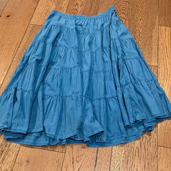 NEW - Free People In Full Swing Chambray Midi blue Skirt with Pockets - Medium