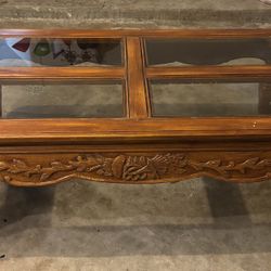 Wooden Coffee Table with Glass Top