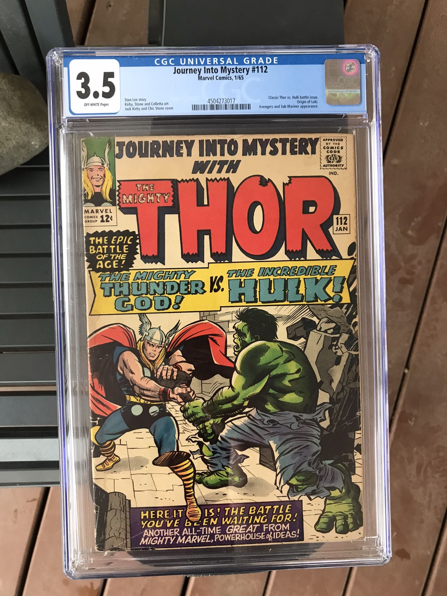 Journey Into Mystery #112 (1965) CGC 3.5 — Origin Of Loki; Thor vs. Hulk Cover