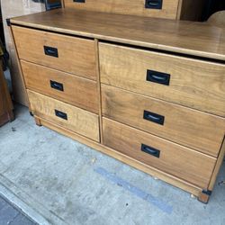 NEGOTIABLE Solid Vintage Wood Dresser With Mirror 