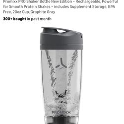 Promixx PRO Shaker Bottle New Edition – Rechargeable, Powerful for Smooth Protein Shakes – includes Supplement Storage, BPA Free, 20oz Cup, Graphite G