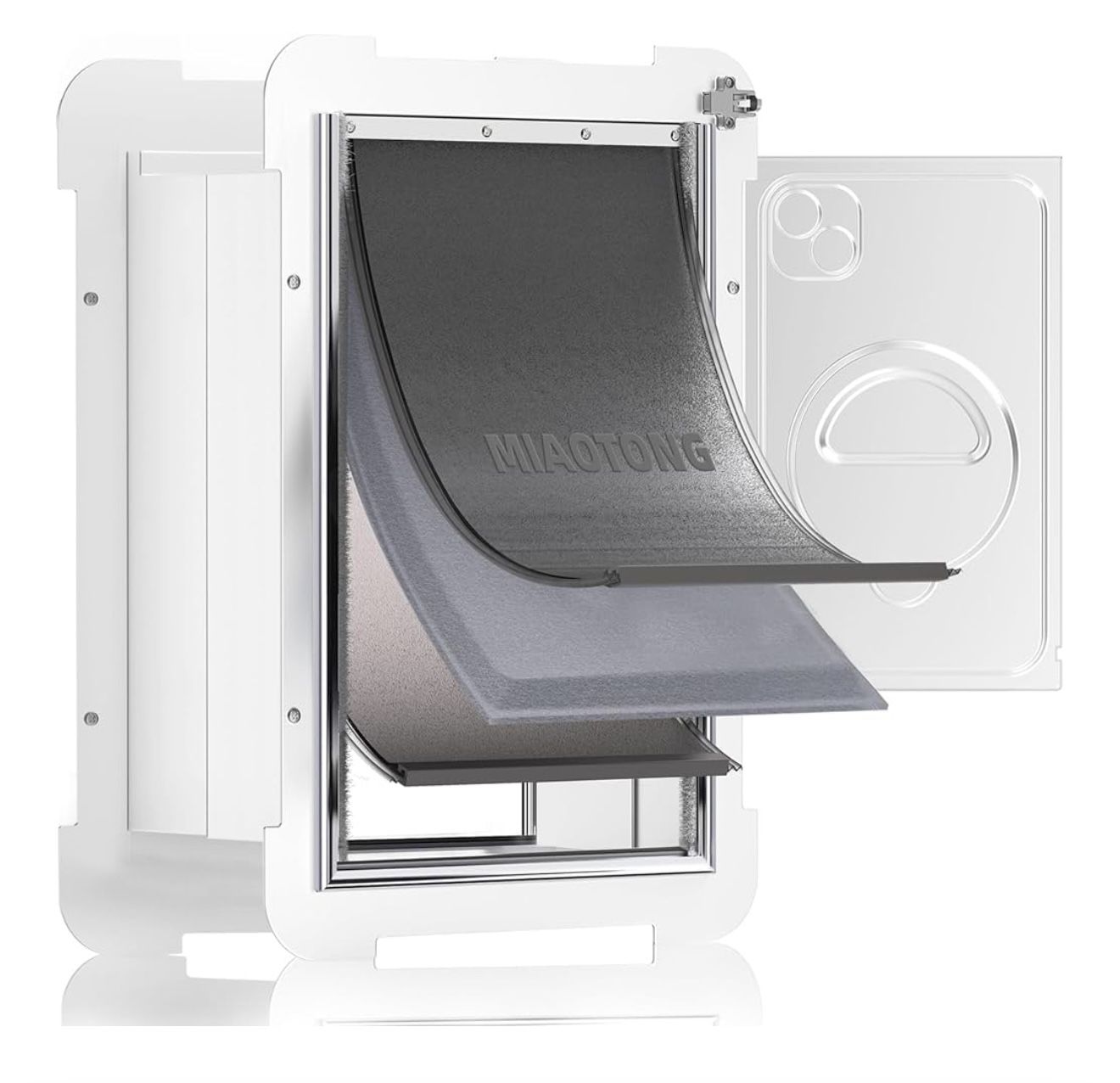 Dog Door, 3 Flap Dog Door For Wall, Size Medium, Pets Up