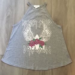 Sun & Shadow Graphic “Never Stop Dreaming” Flowy Tank Top -  XS