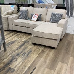 Beige Reversible Fabric Sectional